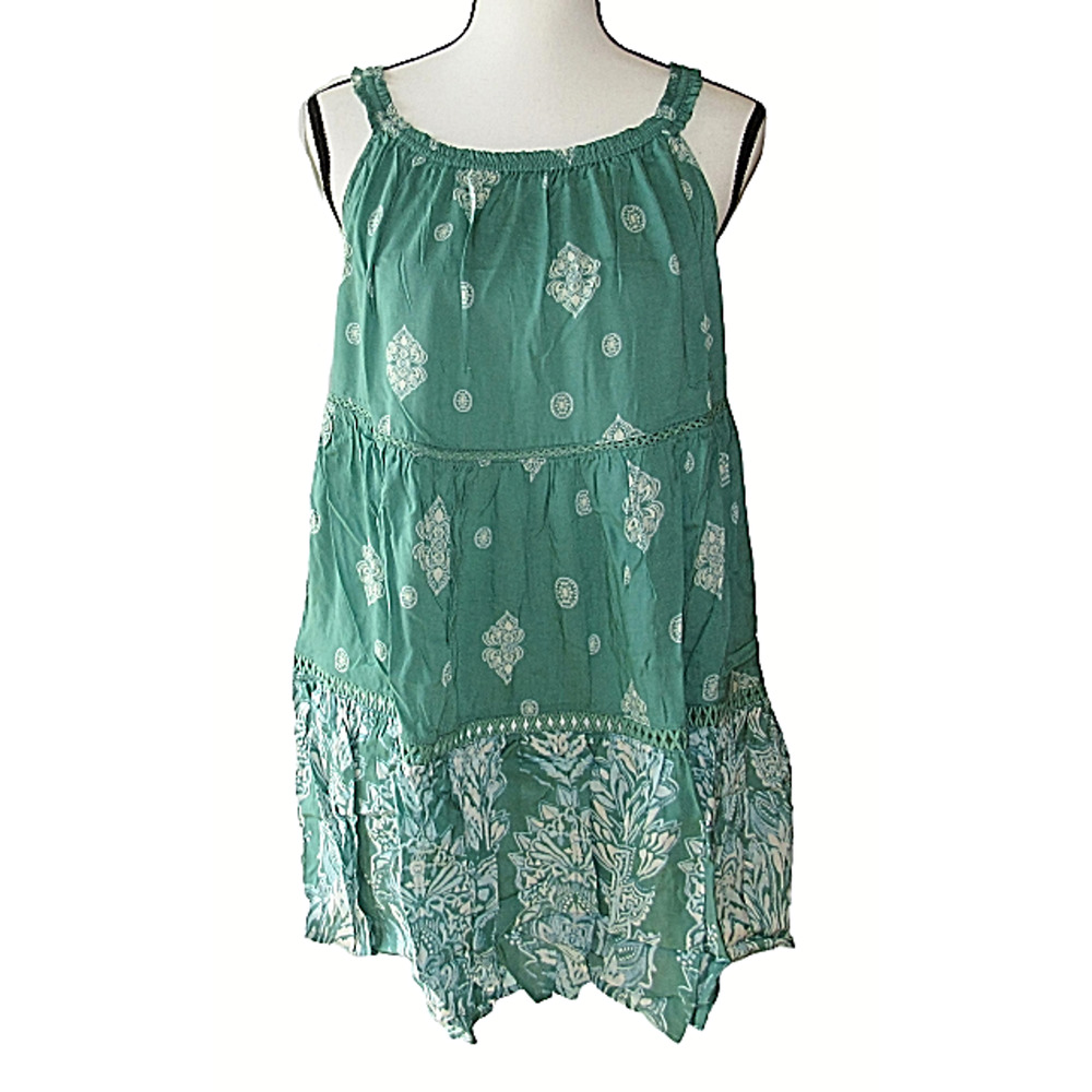 Green Printed Tiered Sundress